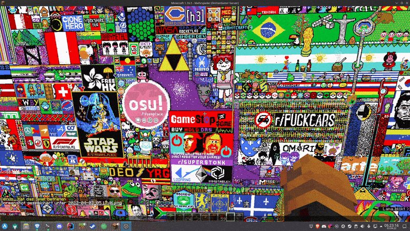 Gif of r/place in Minecraft (2022)
